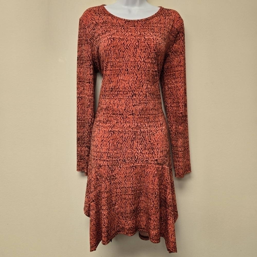 Michael Kors Handkerchief hem Long Sleeve dress Orange L